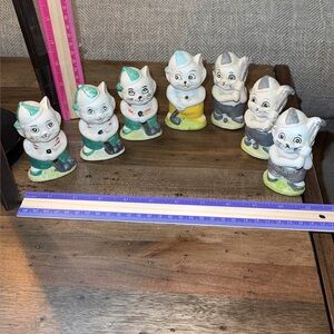 VINTAGE Lot of 7 Porcelain Cat Figurines Playing Golf 3.5"T X 2.0"W 1990s